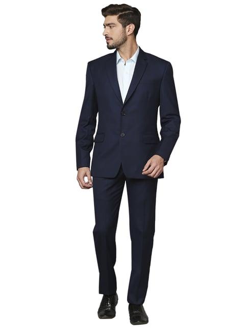 raymond blue  regular fit checks two piece suit