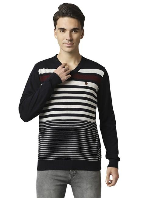 raymond blue  regular fit striped sweaters