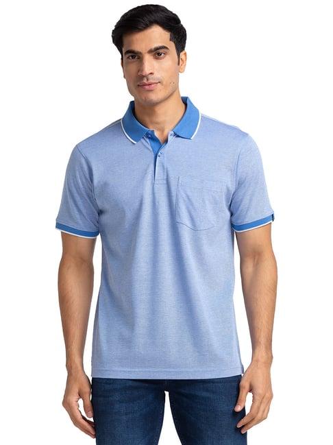 raymond blue contemporary fit polo textured t-shirt