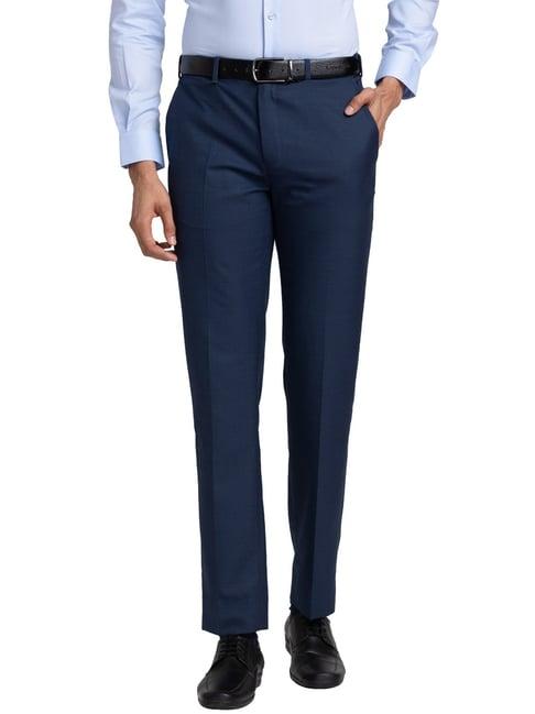 raymond blue contemporary fit trousers