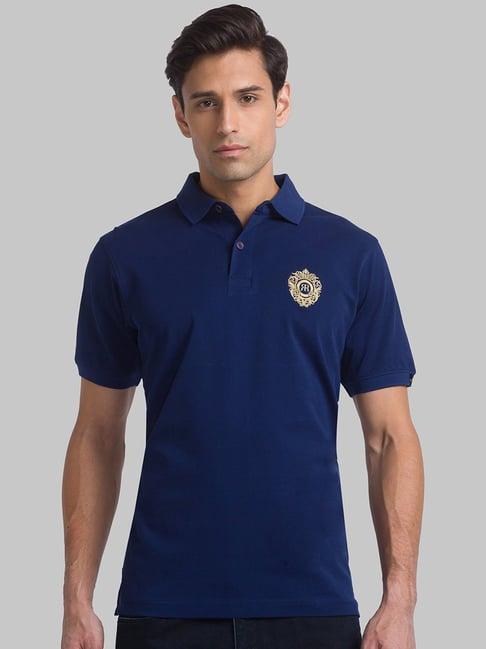 raymond blue cotton regular fit polo t-shirt