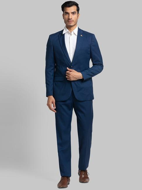raymond blue regular fit texture two piece suit
