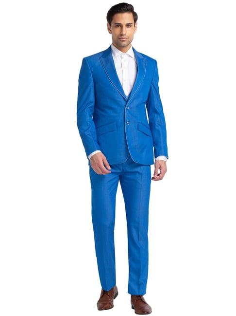 raymond blue regular fit three piece suit