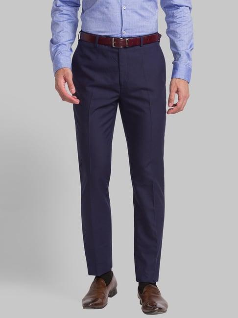 raymond blue regular fit trousers