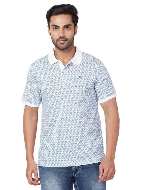 raymond blue slim fit printed polo t-shirt