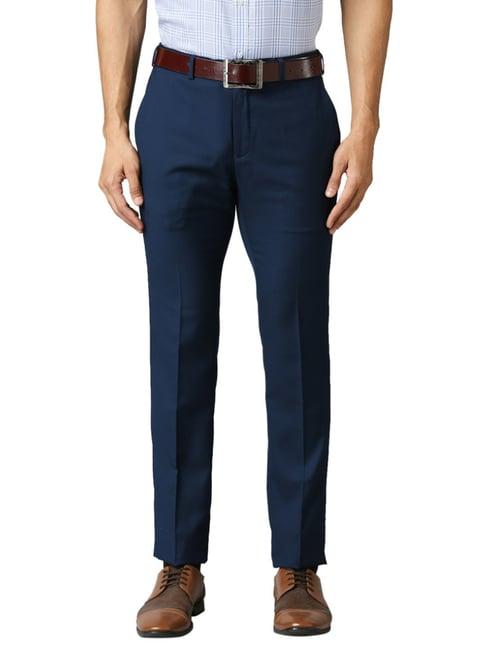 raymond blue slim fit trousers