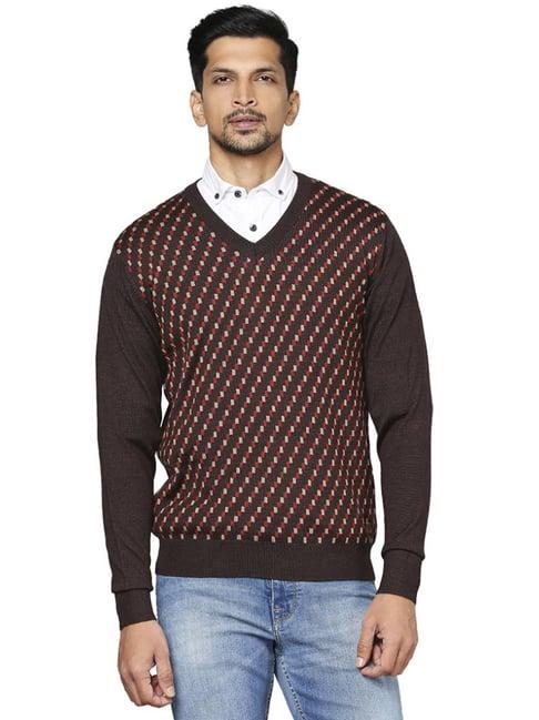 raymond brown  regular fit printed sweaters