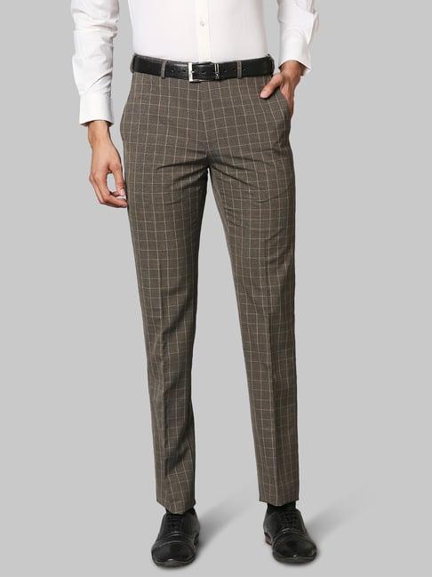 raymond brown regular fit flat front trousers