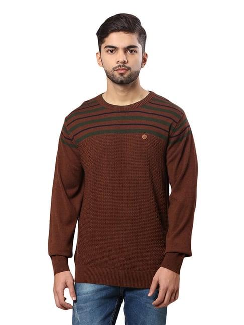 raymond brown regular fit striped sweater