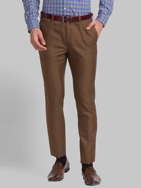 raymond brown slim fit trousers