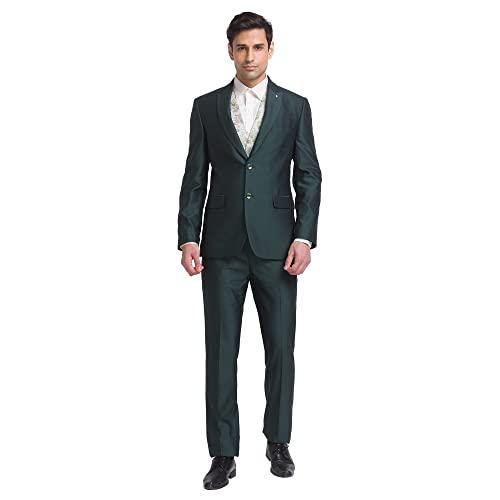 raymond contemporary fit dark green suit for men