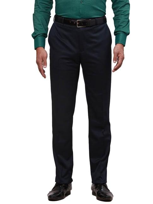 raymond dark blue contemporary fit trousers