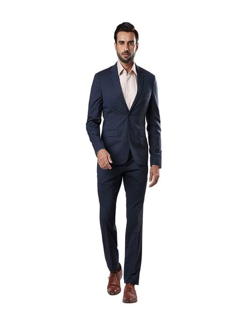 raymond dark blue striped two piece suit