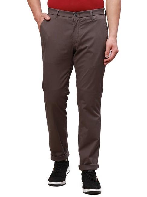 raymond dark grey contemporary fit flat front trousers