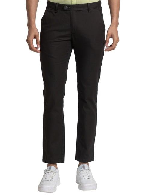 raymond dark grey cotton contemporary fit trousers