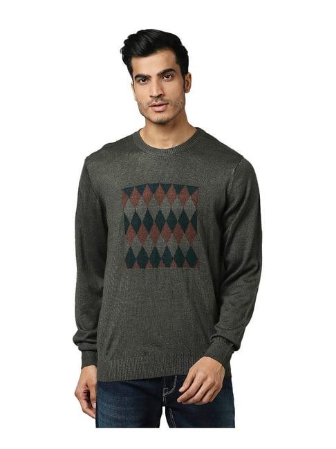 raymond dark olive printed sweater