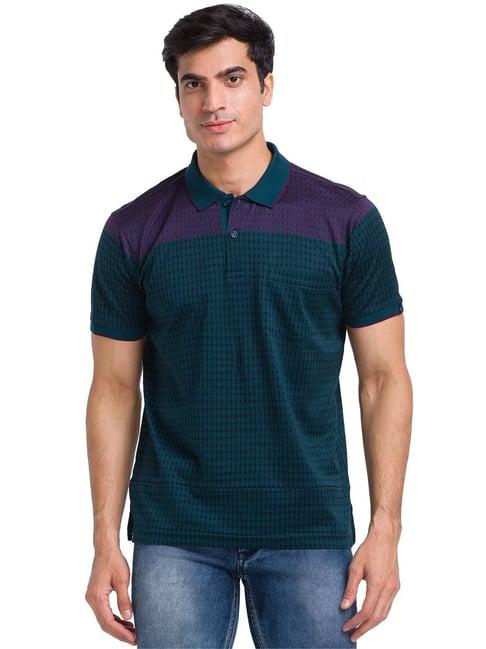 raymond green contemporary fit self design polo t-shirt