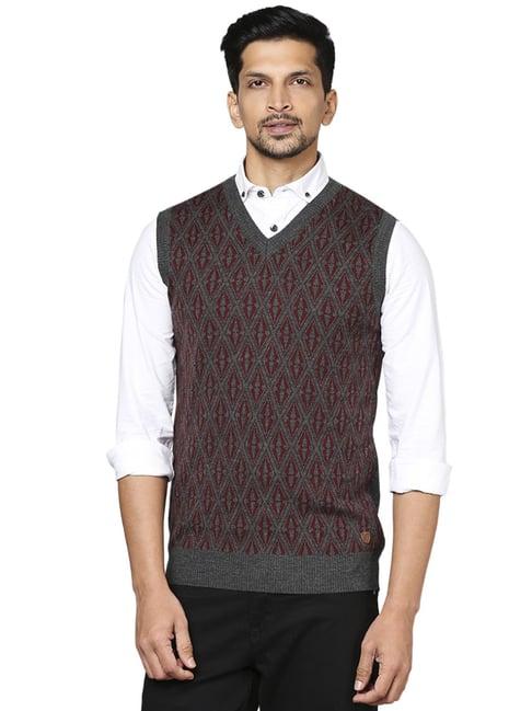 raymond grey  regular fit printed sweaters