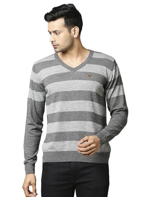 raymond grey  regular fit striped sweaters