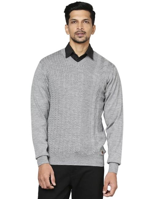 raymond grey  regular fit texture sweaters