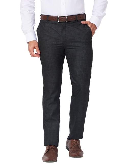 raymond grey classic fit texture trousers