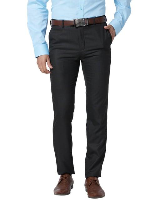 raymond grey classic fit texture trousers