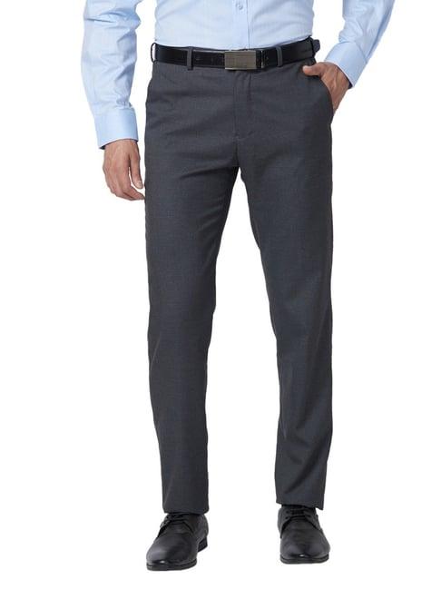 raymond grey classic fit texture trousers