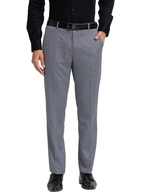 raymond grey contemporary fit texture trousers