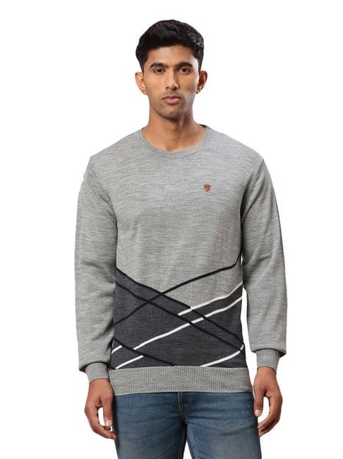 raymond grey regular fit printed sweater