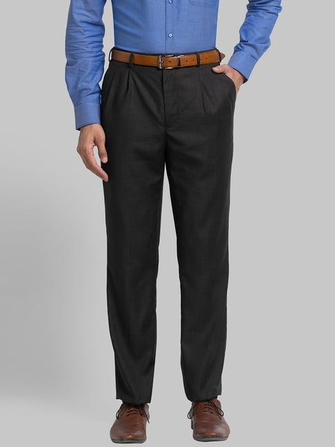 raymond grey regular fit trousers