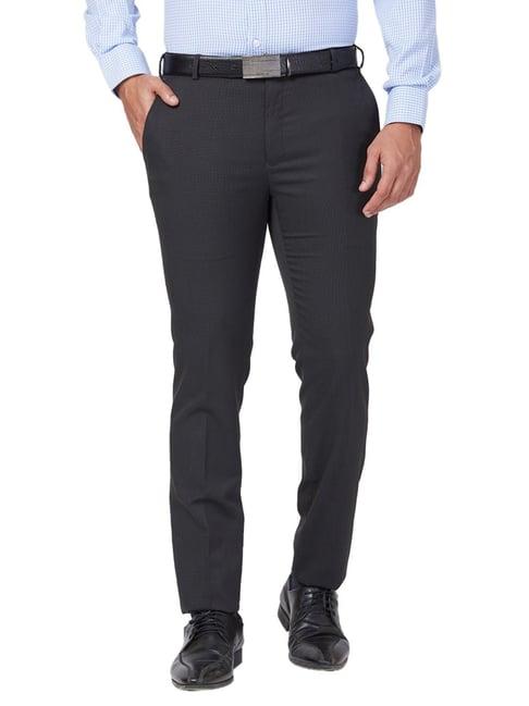 raymond grey slim fit texture trousers