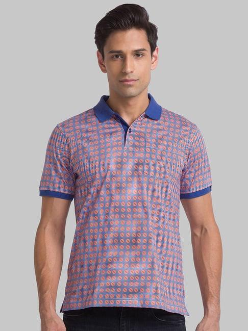 raymond maroon cotton regular fit printed polo t-shirt