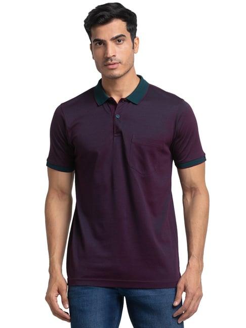 raymond maroon regular fit polo t-shirt