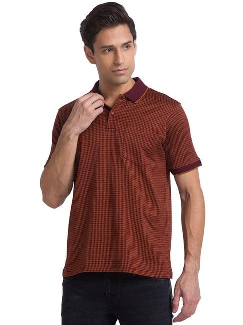 raymond maroon regular fit printed polo t-shirt