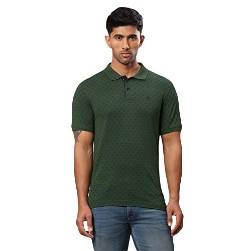 raymond men's printed modern fit t-shirt (rckd01068-n6_dark green 39)