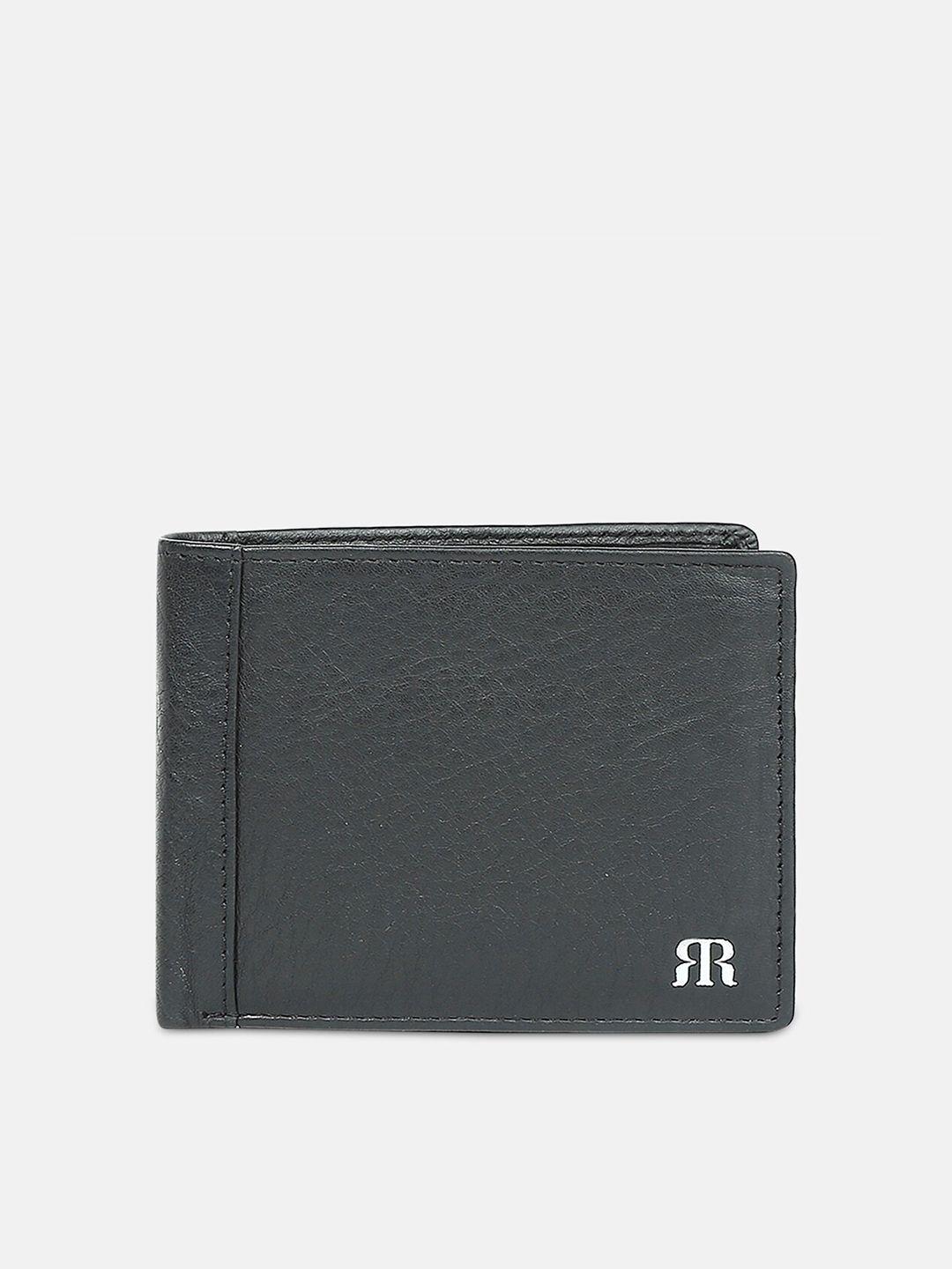 raymond men black textured leather two fold wallet