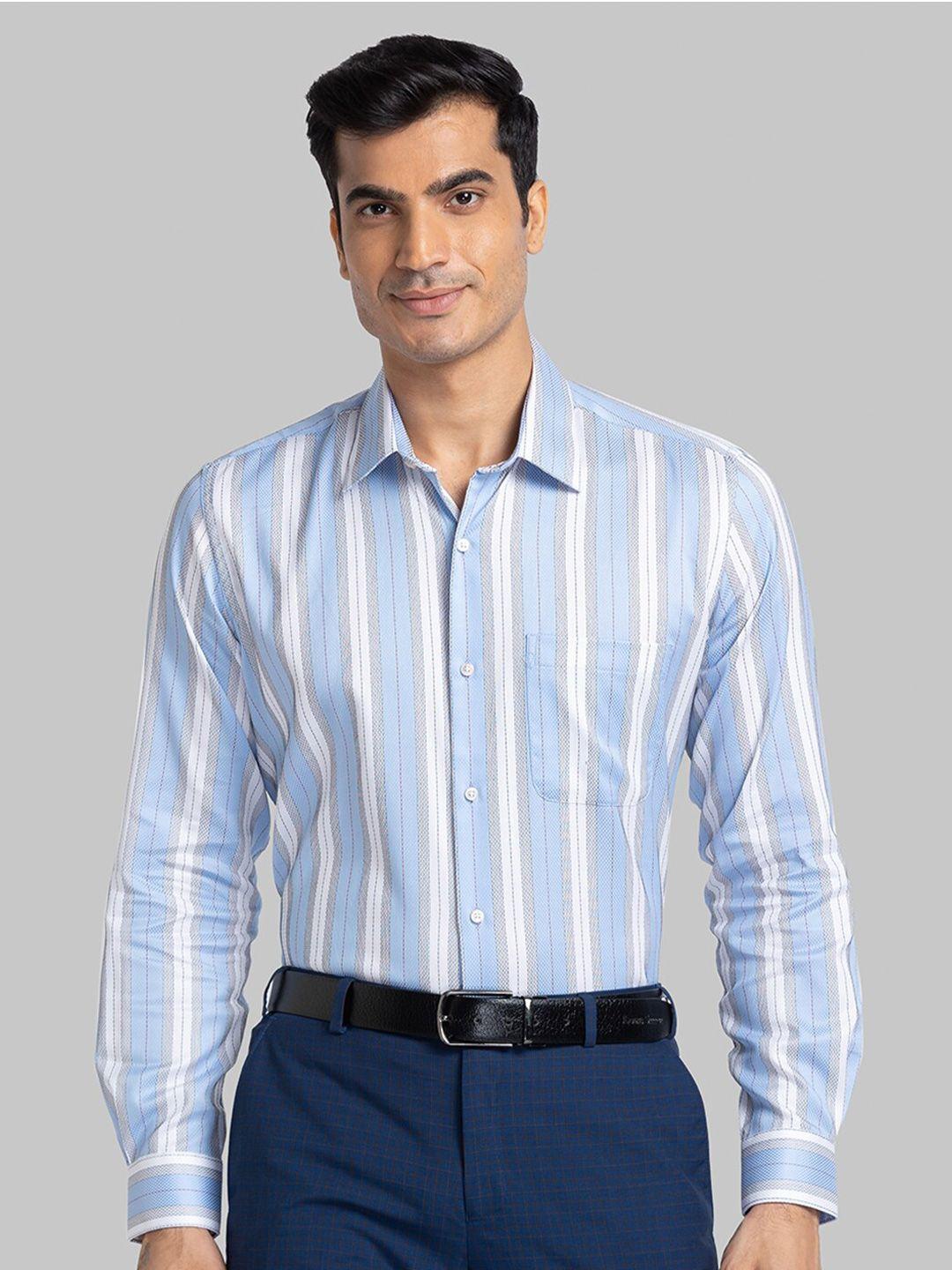 raymond men blue striped formal shirt