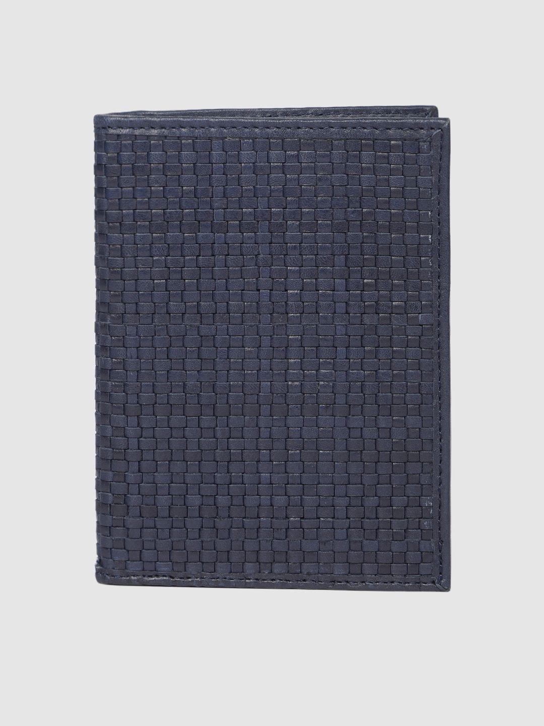 raymond men blue textured passport holder