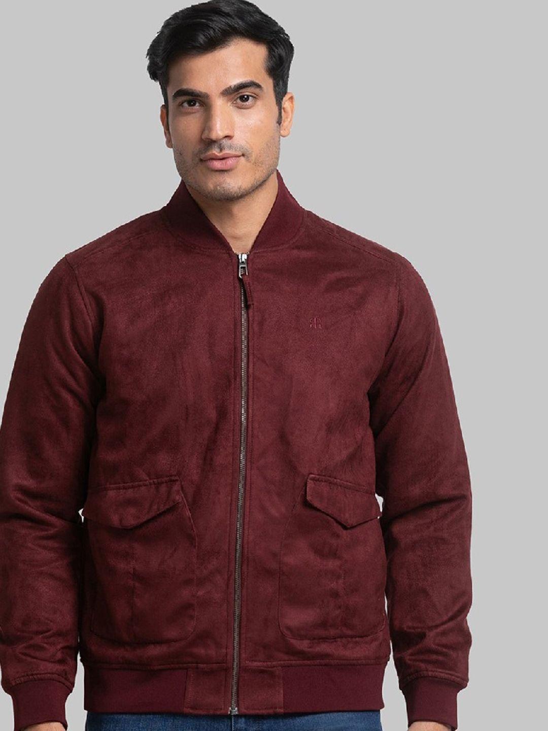 raymond men brown solid bomber jacket