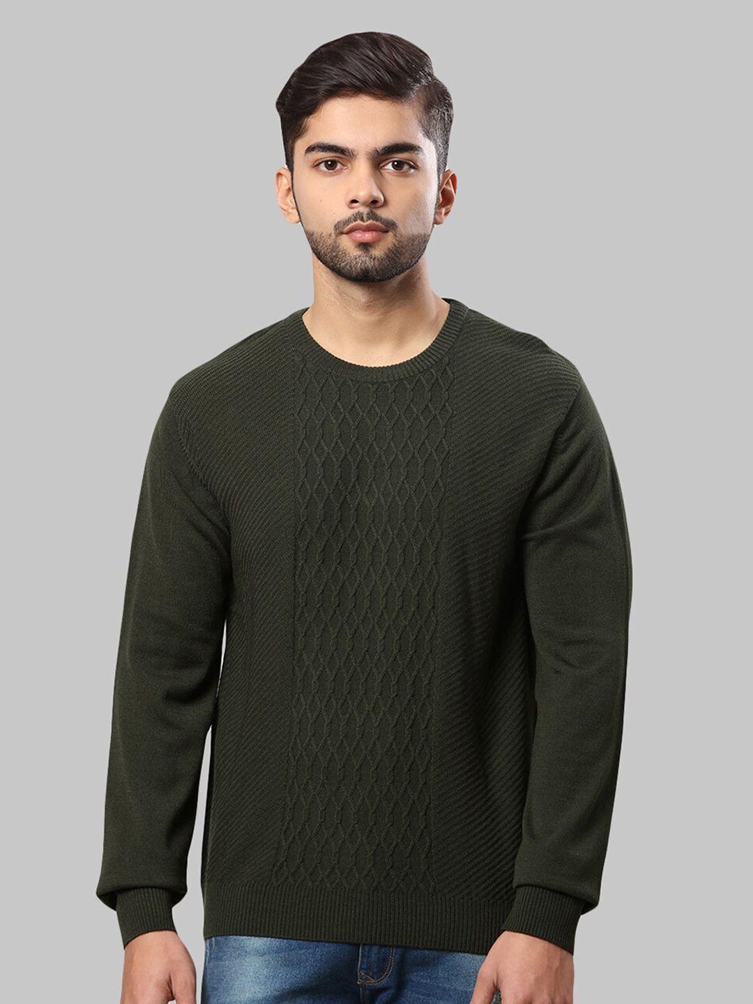 raymond men green cable knit pullover