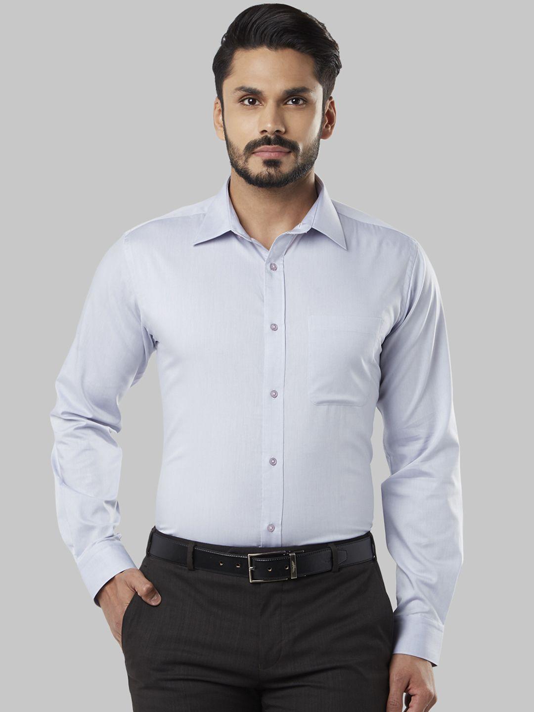 raymond men grey regular fit solid formal shirt