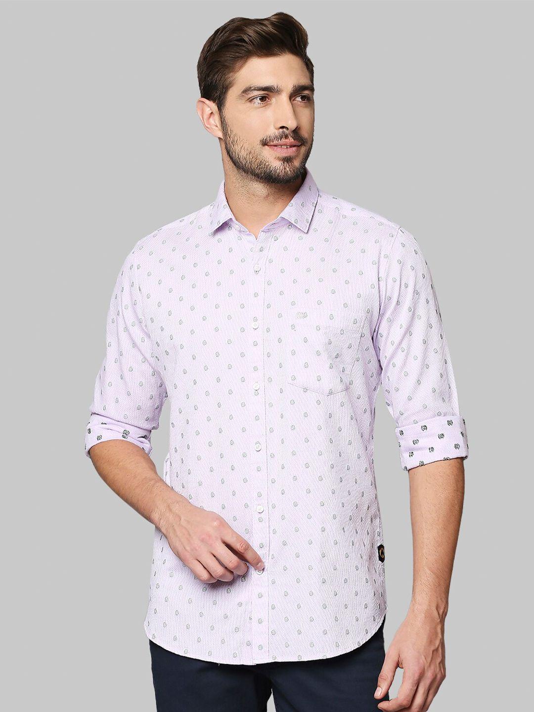 raymond men lavender printed casual shirt