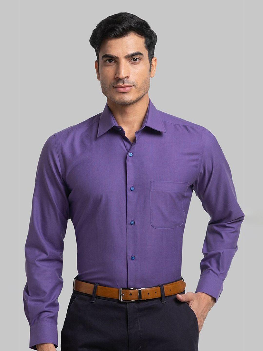 raymond men purple solid formal shirt