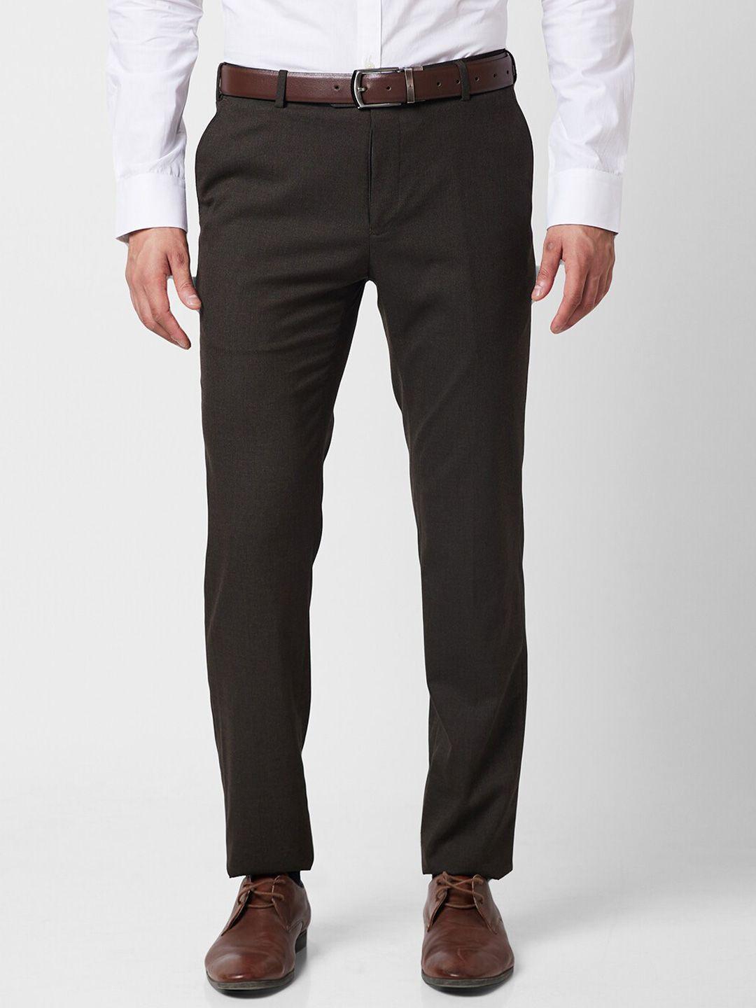 raymond men textured self design slim fit formal trousers