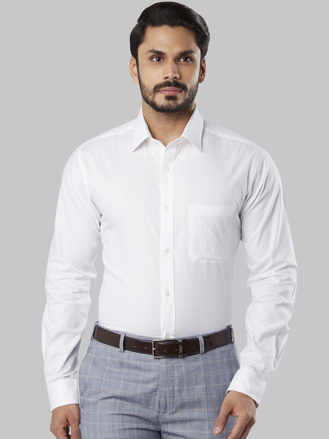 raymond men white slim fit solid formal shirt