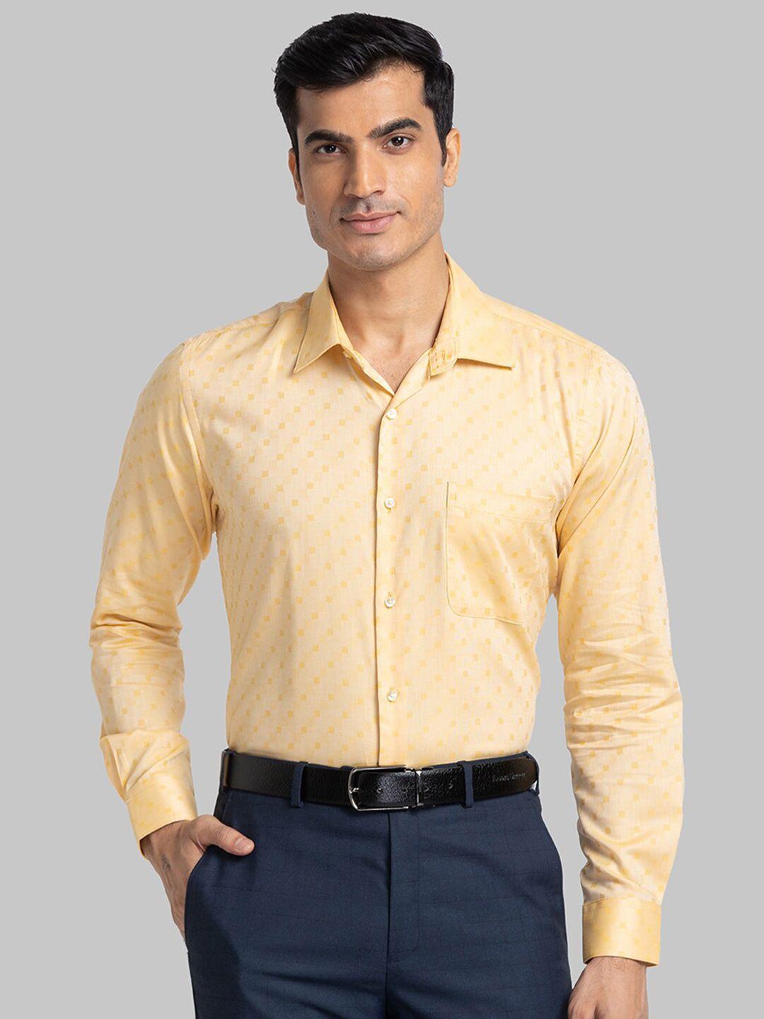 raymond men yellow printed formal shirt