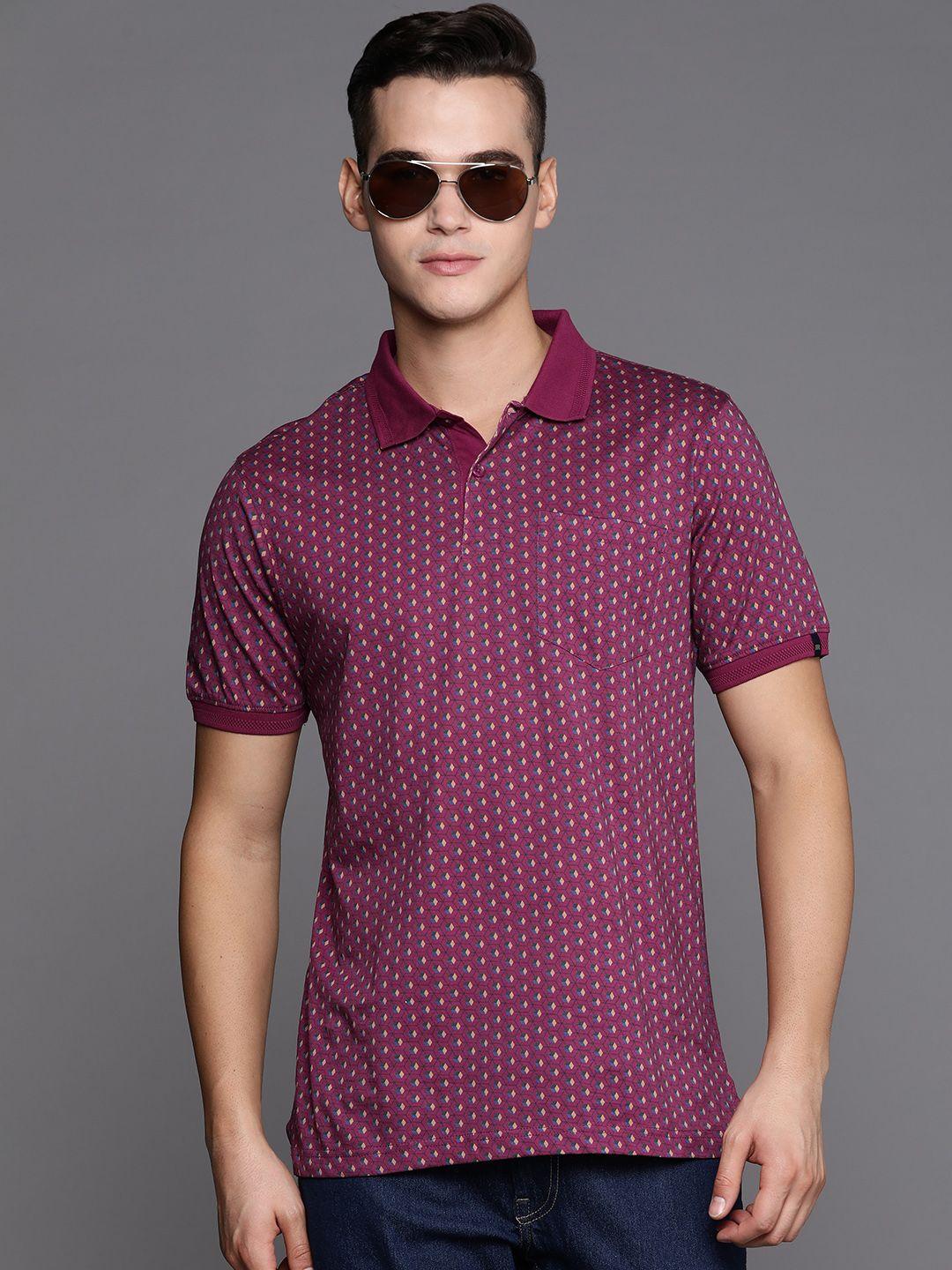 raymond micro disty printed polo collar pure cotton t-shirt