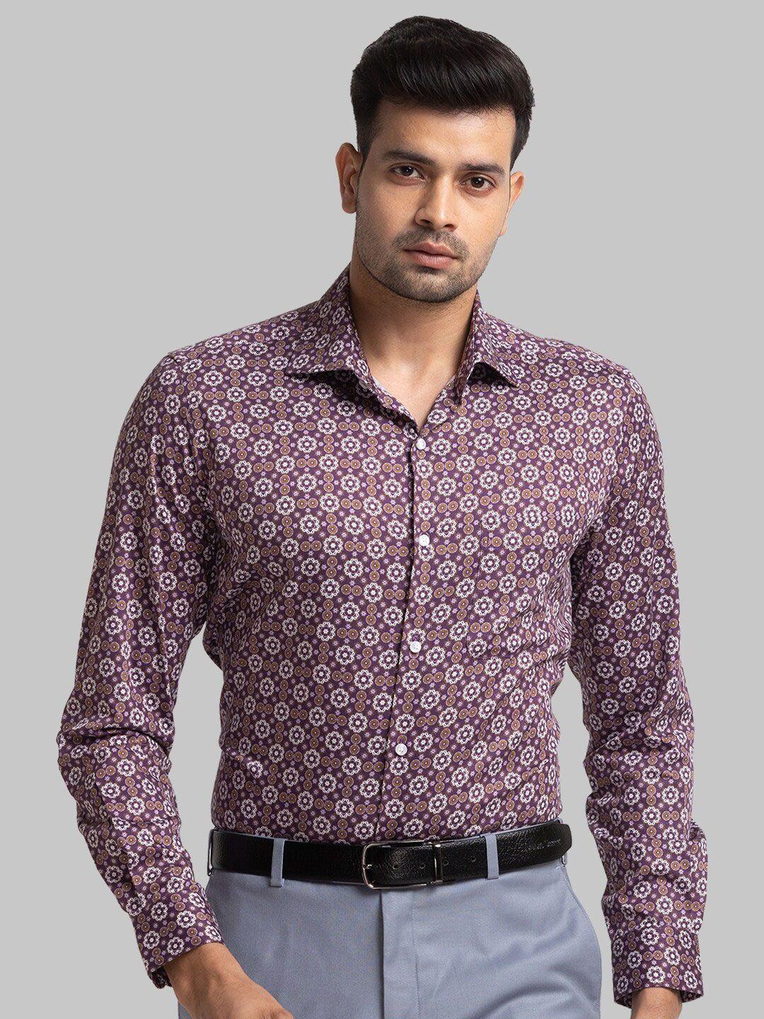 raymond printed relaxed floral organic cotton opaque formal shirt