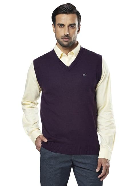 raymond purple regular fit sweaters