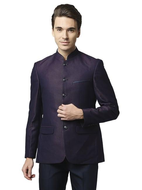 raymond purple regular fit two piece suits